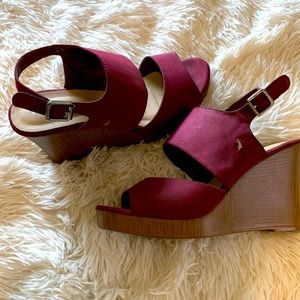 Nautica Maroon Wedges, Size 8.5